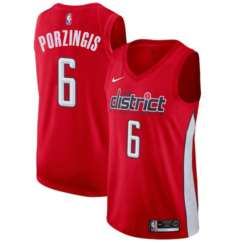 Washington Wizards #6 Kristaps Porzingis Red Swingman Earned Edition Jersey Mens