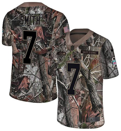 Seahawks #7 Geno Smith Camo Men's Stitched Limited Rush Realtree Jersey