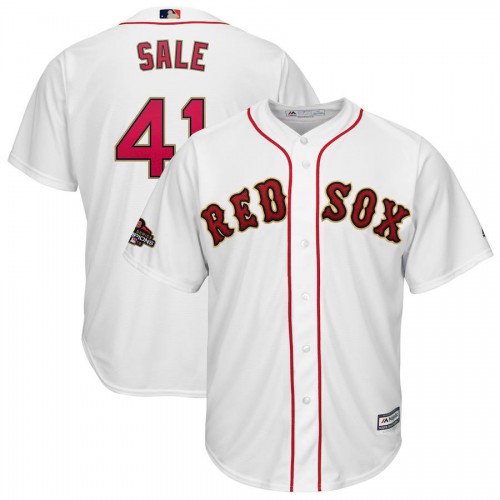 Boston Boston Red Sox #41 Chris Sale Majestic 2019 Gold Program Cool Base Player Jersey White Men's