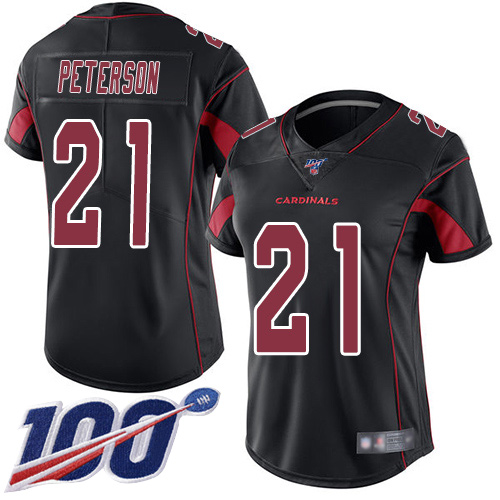 Cardinals #21 Patrick Peterson Black Women's Stitched Limited Rush 100th Season Jersey