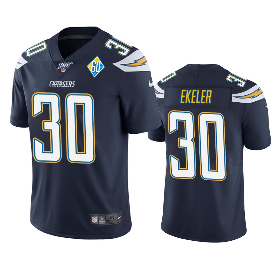Los Angeles Chargers #30 Austin Ekeler Navy 60th Anniversary Vapor Limited Jersey