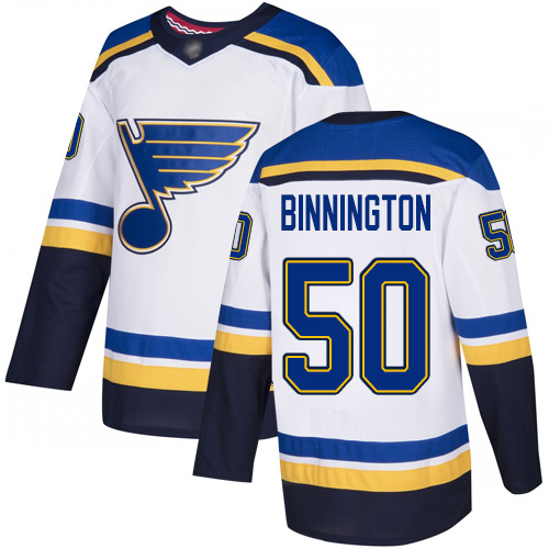 Adidas St. Louis Blues #50 Jordan Binnington White Road Authentic Stitched Jersey Men's