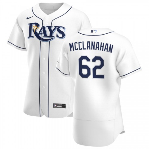 Tampa Bay Tampa Bay Rays #62 Shane McClanahan Men's White Home 2020 Authentic Player Jersey Men's