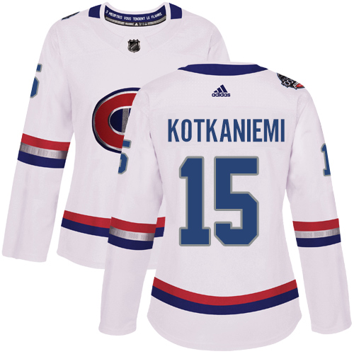 Adidas Montreal Canadiens #15 Jesperi Kotkaniemi White Authentic 2017 100 Classic Women's Stitched Jersey Womens
