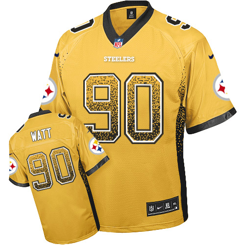 Steelers #90 T. J. Watt Gold Men's Stitched Elite Drift Fashion Jersey