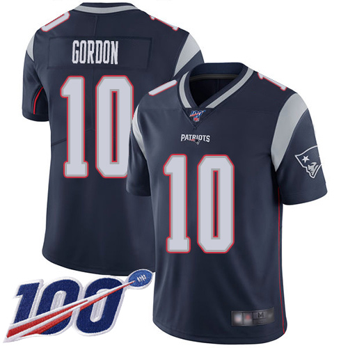 New England Patriots #10 Josh Gordon Navy Blue Team Color Men's Stitched 100th Season Vapor Limited Jersey Men's