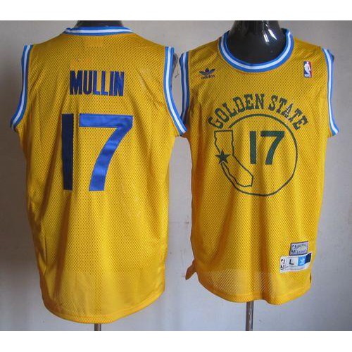 Golden State Warriors #17 Chris Mullin Gold Throwback Stitched Jersey Mens