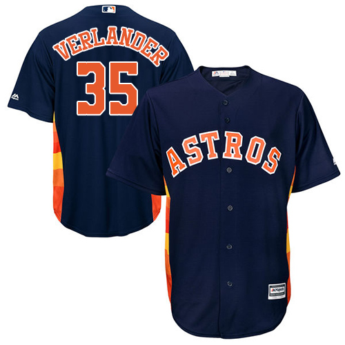Houston Astros #35 Justin Verlander Navy Blue New Cool Base Stitched Jersey Men's