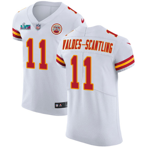 Chiefs #11 Marquez Valdes-Scantling White Super Bowl LVII Patch Men's Stitched Vapor Untouchable Elite Jersey