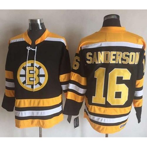 Boston Bruins #16 Derek Sanderson Black/Yellow CCM Throwback New Stitched Jersey Men's