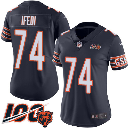 Chicago Bears #74 Germain Ifedi Navy Blue Team Color Women's Stitched 100th Season Vapor Untouchable Limited Jersey Womens