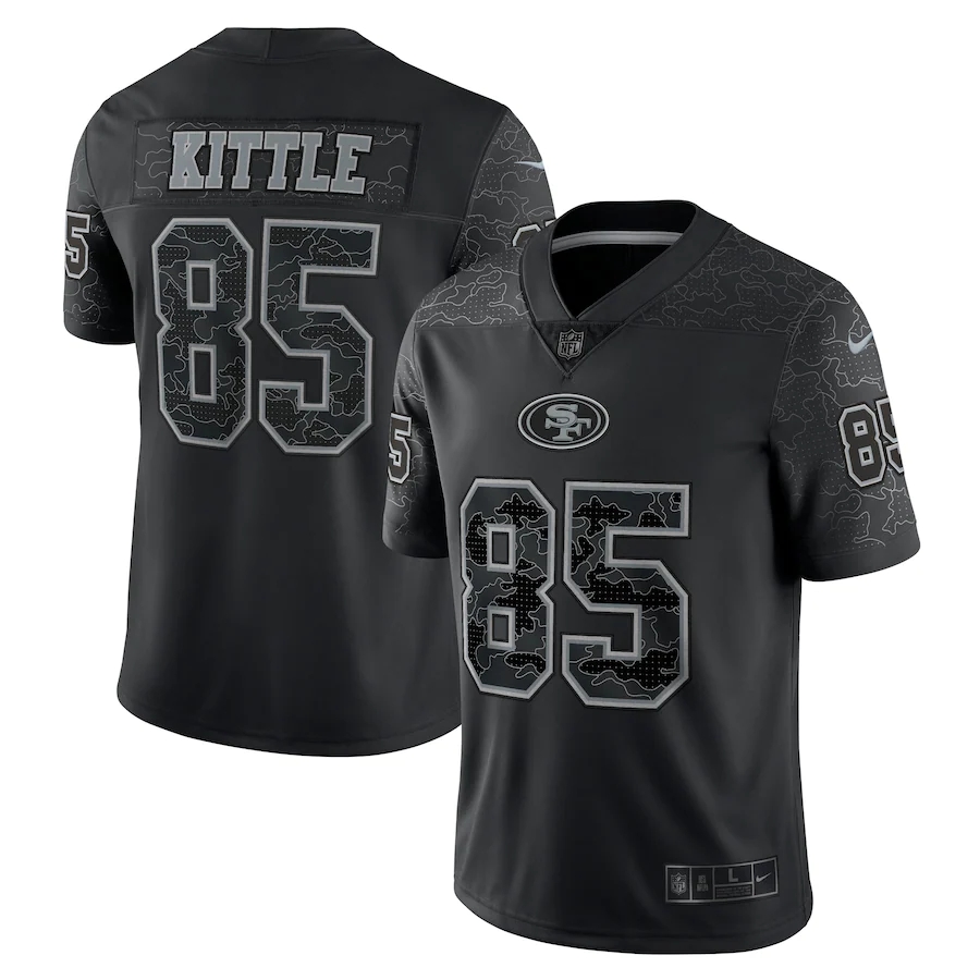 San Francisco 49ers #85 George Kittle Black Men's Black Reflective Limited Jersey