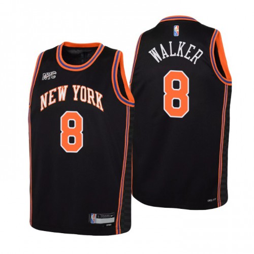 New York New York Knicks #8 Kemba Walker Youth Black 2021/22 Swingman Jersey - City Edition Youth