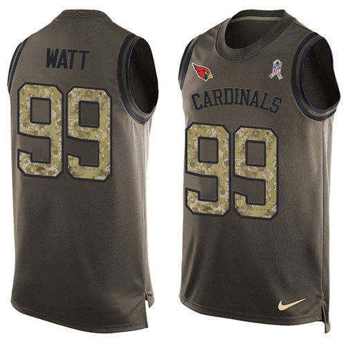 Cardinals #99 J.J. Watt Green Men's Stitched Limited Salute To Service Tank Top Jersey