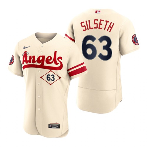 Los Angeles Los Angeles Angels #63 Chase Silseth Cream Men's Authentic 2022 City Connect Jersey Men's