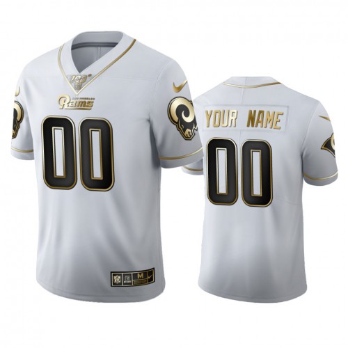Los Angeles Rams Custom Men's White Golden Edition Vapor Limited 100 Jersey