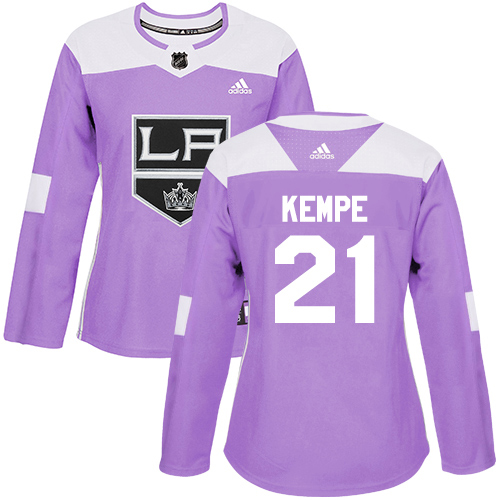 Adidas Los Angeles Kings #21 Mario Kempe Purple Authentic Fights Cancer Women's Stitched Jersey Womens