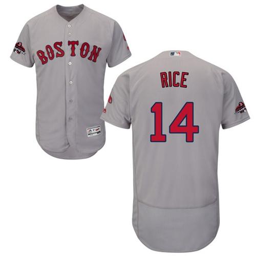 Boston Red Sox #14 Jim Rice Grey Flexbase Authentic Collection 2018 World Series Champions Stitched Jersey Men's