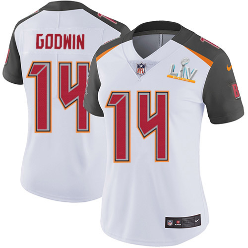 Buccaneers #14 Chris Godwin White Women's Super Bowl LV Bound Stitched Vapor Untouchable Limited Jersey