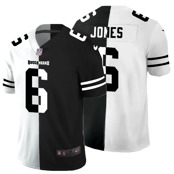 Tampa Bay Buccaneers #6 Julio Jones Men's Black V White Peace Split Vapor Untouchable Limited Jersey