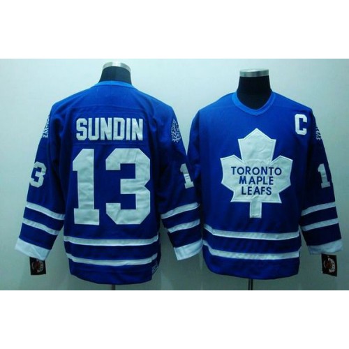 Maple Toronto Maple Leafs #13 Mats Sundin Stitched Blue CCM Throwback Jersey Men's