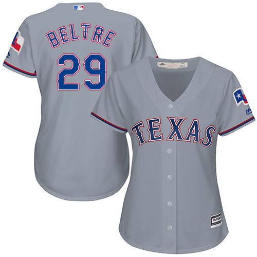 Texas Rangers #29 Adrian Beltre Grey Road Women's Stitched Jersey Womens