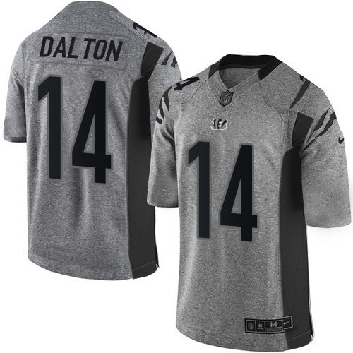 Cincinnati Bengals #14 Andy Dalton Gray Men's Stitched Limited Gridiron Gray Jersey Men's