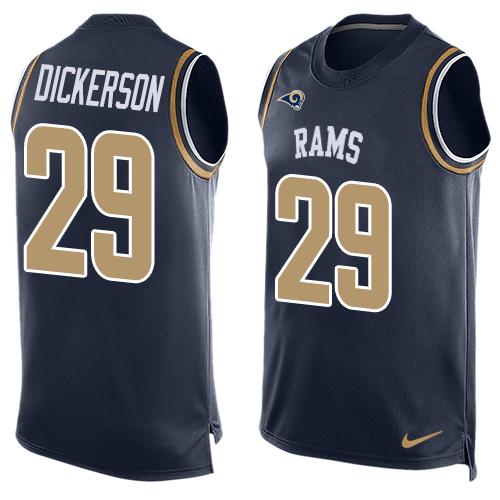 Rams #29 Eric Dickerson Navy Blue Team Color Men's Stitched Limited Tank Top Jersey