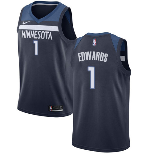 Minnesota Timberwolves #1 Anthony Edwards Navy Blue Youth Authentic Icon Edition Jersey Youth