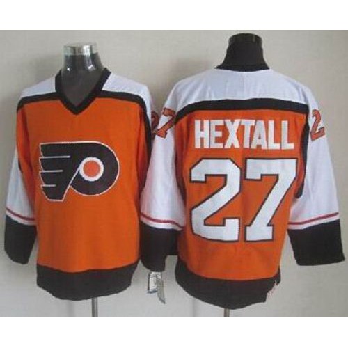 Philadelphia Flyers #27 Ron Hextall Orange CCM Throwback Stitched Jersey Men's