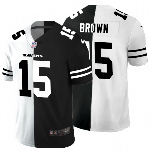 Baltimore Baltimore Ravens #15 Marquise Brown Men's Black V White Peace Split Vapor Untouchable Limited Jersey Men's