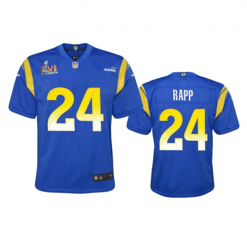 Los Angeles Los Angeles Rams #24 Taylor Rapp Youth Super Bowl LVI Patch Game Jersey - Royal Youth