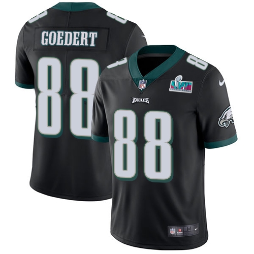 Eagles #88 Dallas Goedert Black Super Bowl LVII Patch Alternate Men's Stitched Vapor Untouchable Limited Jersey