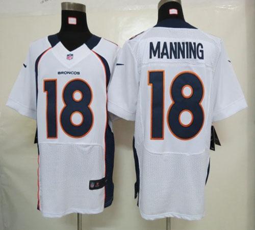 Broncos #18 Peyton Manning White Men's Stitched Elite Jersey
