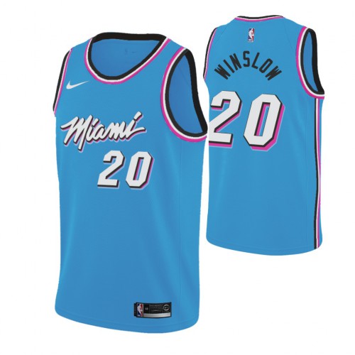 Miami Heat #20 Justise Winslow 2019-20 Mens Blue Miami City Edition Jersey Mens