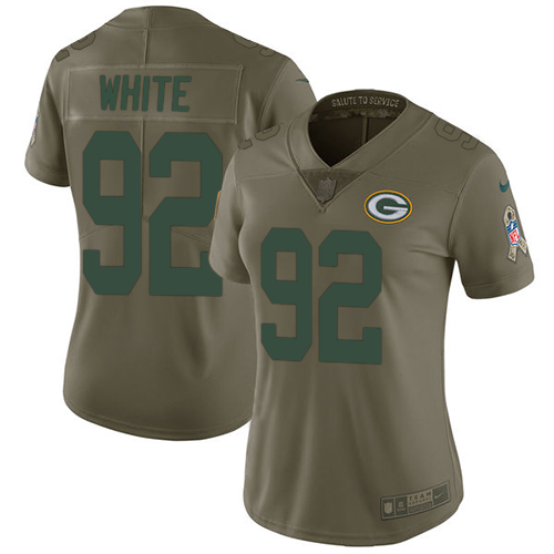 Packers #92 Reggie White Olive Women's Stitched Limited 2017 Salute To Service Jersey