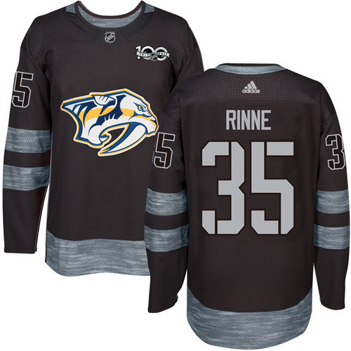 Adidas Nashville Predators #35 Pekka Rinne Black 1917-2017 100th Anniversary Stitched Jersey Men's