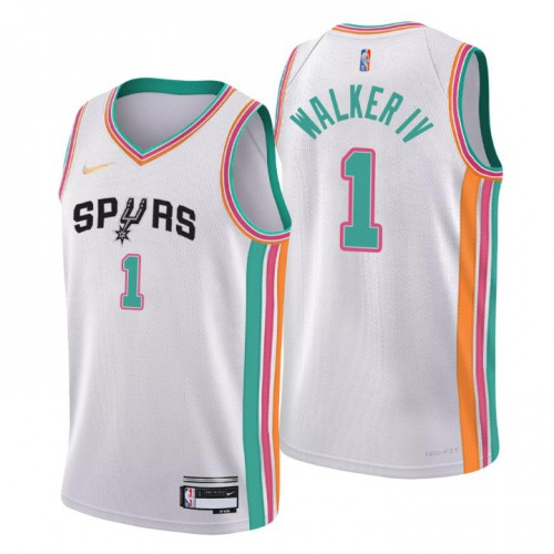 San Antonio San Antonio Spurs #1 Lonnie Walker IV Mens White 2021/22 Swingman Jersey - City Edition Mens