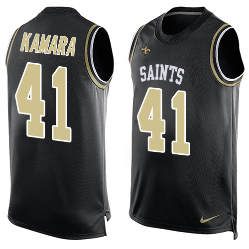 Saints #41 Alvin Kamara Black Team Color Men's Stitched Limited Tank Top Jersey
