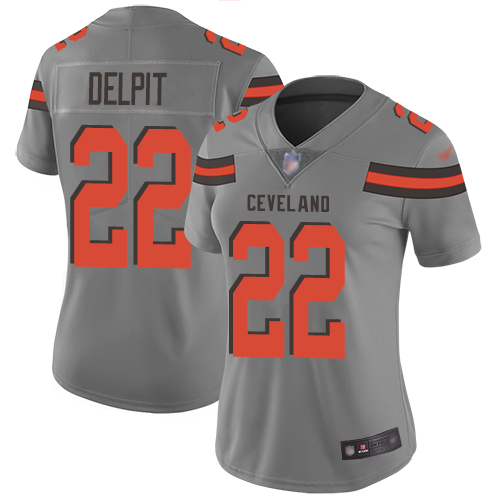 Cleveland Browns #22 Grant Delpit Gray Women's Stitched Limited Inverted Legend Jersey Womens