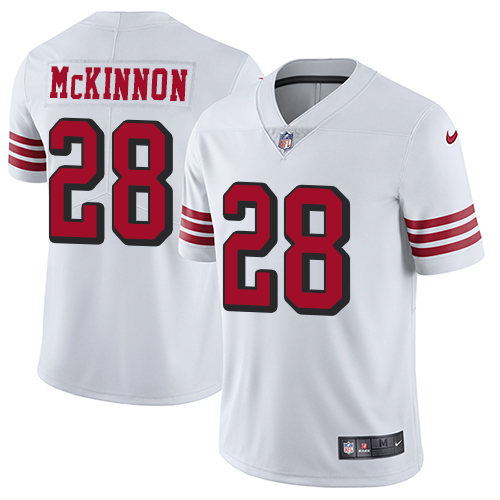 San Francisco 49ers #28 Jerick McKinnon White Rush Men's Stitched Vapor Untouchable Limited Jersey Men's