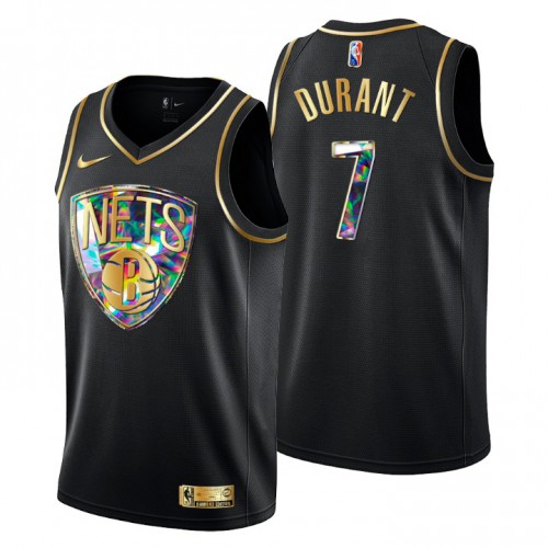 Brooklyn Brooklyn Nets #7 Kevin Durant Mens Golden Edition Diamond Logo 2021/22 Swingman Jersey - Black Mens