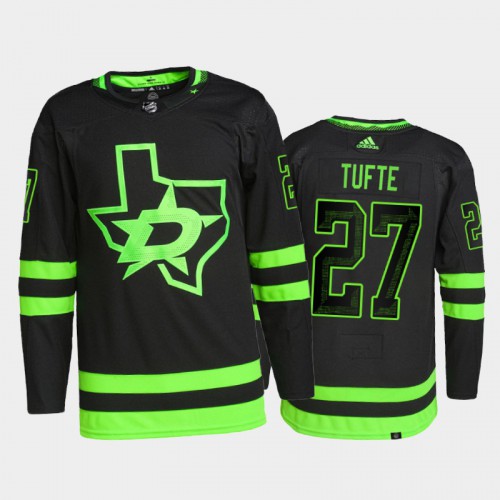 Adidas Dallas Stars #27 Riley Tufte Men's 2021-22 Alternate Authentic Jersey - Black Men's