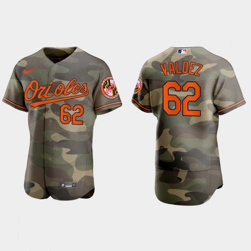 Baltimore Baltimore Orioles #62 Cesar Valdez Men's 2021 Armed Forces Day Authentic Jersey -Camo Men's