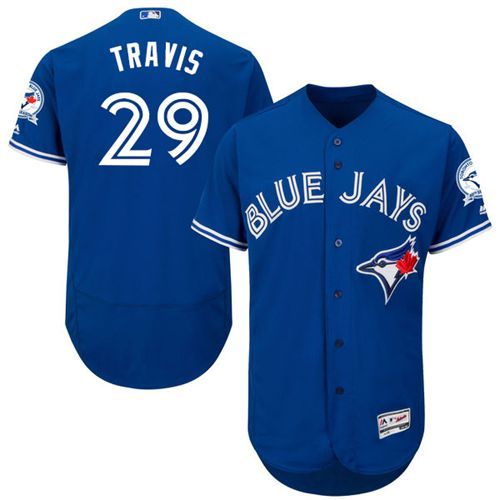 Toronto Blue Jays #29 Devon Travis Blue Flexbase Authentic Collection Stitched Jersey Men's