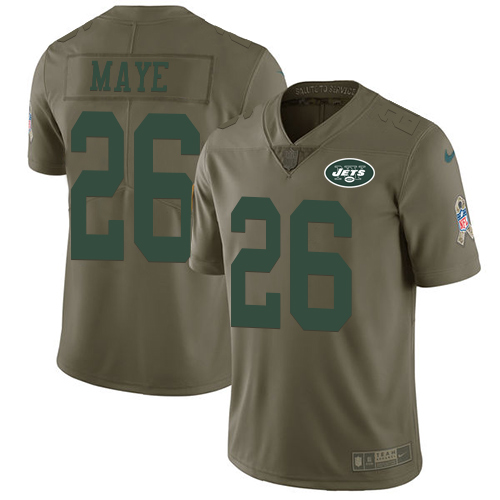 New York Jets #26 Marcus Maye Olive Men's Stitched Limited 2017 Salute to Service Jersey Men's