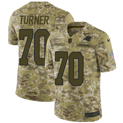 Carolina Panthers #70 Trai Turner Camo Men's Stitched Limited 2018 Salute To Service Jersey Men's