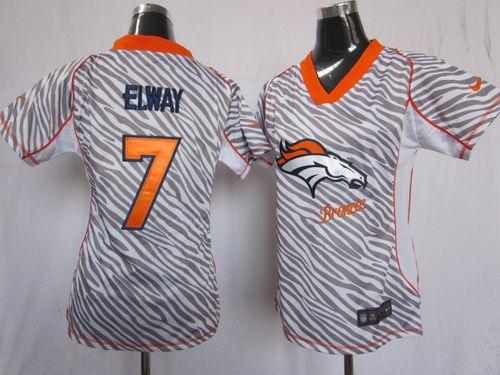 Broncos #7 John Elway Zebra Women's Stitched Elite Jersey