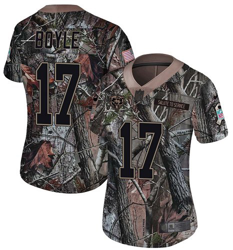 Bears #17 Tim Boyle Camo Women's Stitched Limited Rush Realtree Jersey