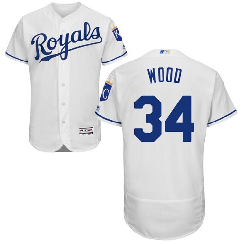 Kansas City Royals #34 Travis Wood White Flexbase Authentic Collection Stitched Jersey Men's